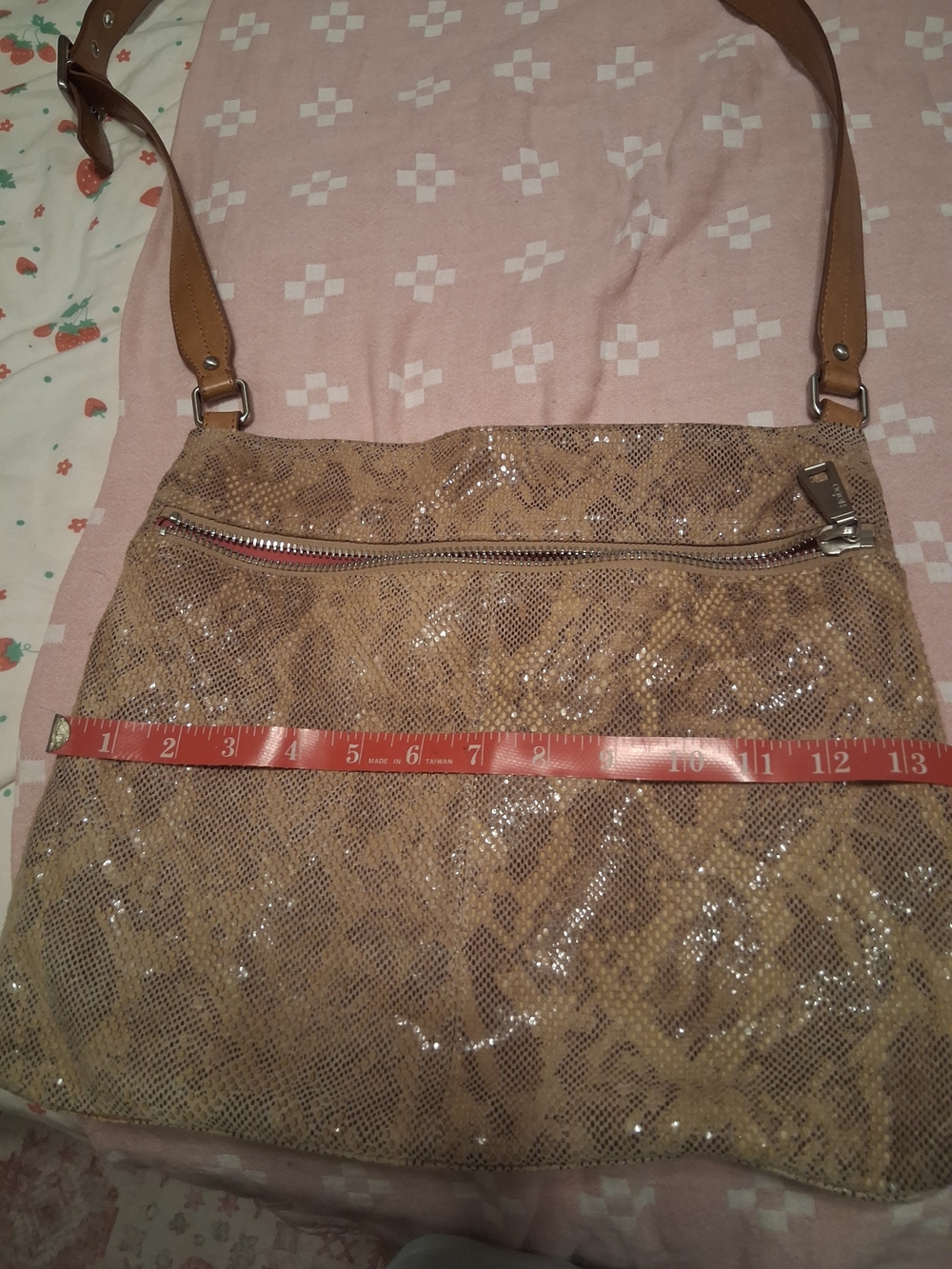HOBO Shimmering Tan Snake-Print Shoulder Bag